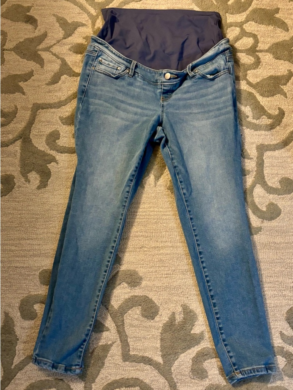 Thyme Maternity Blue Skinny Jeans with Navy Belly Panel